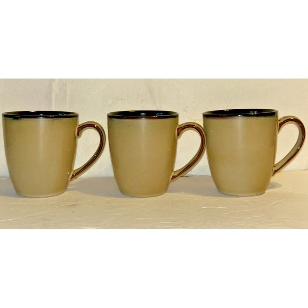 Pfaltzgraff Everyday TAOS Coffee Cups 12 oz Mugs Tan Mug Cup Lot Of 3